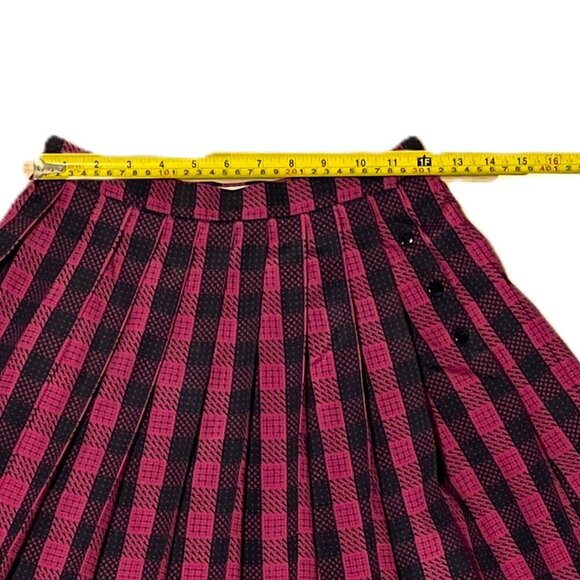 Vintage 70s midi high waist checkered midi pleated skirt - Picture 10 of 12
